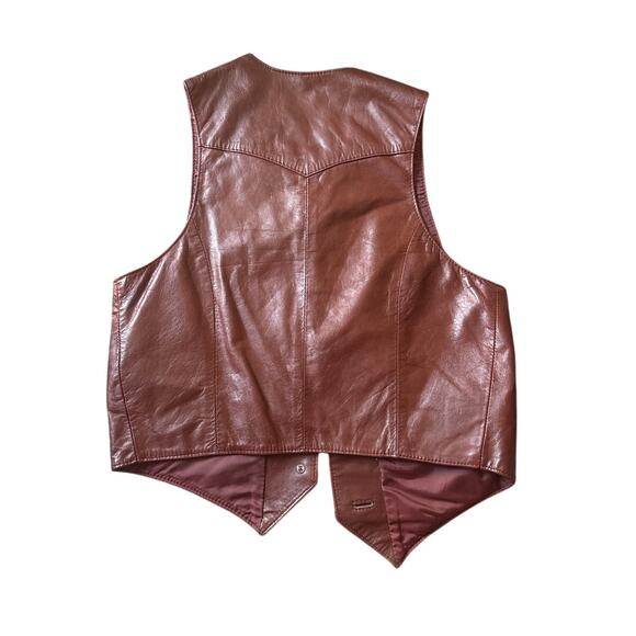 Vintage Bermans Leather Vest Brown Korea Made Western Dandy Festival Sz 14 - Picture 3 of 4